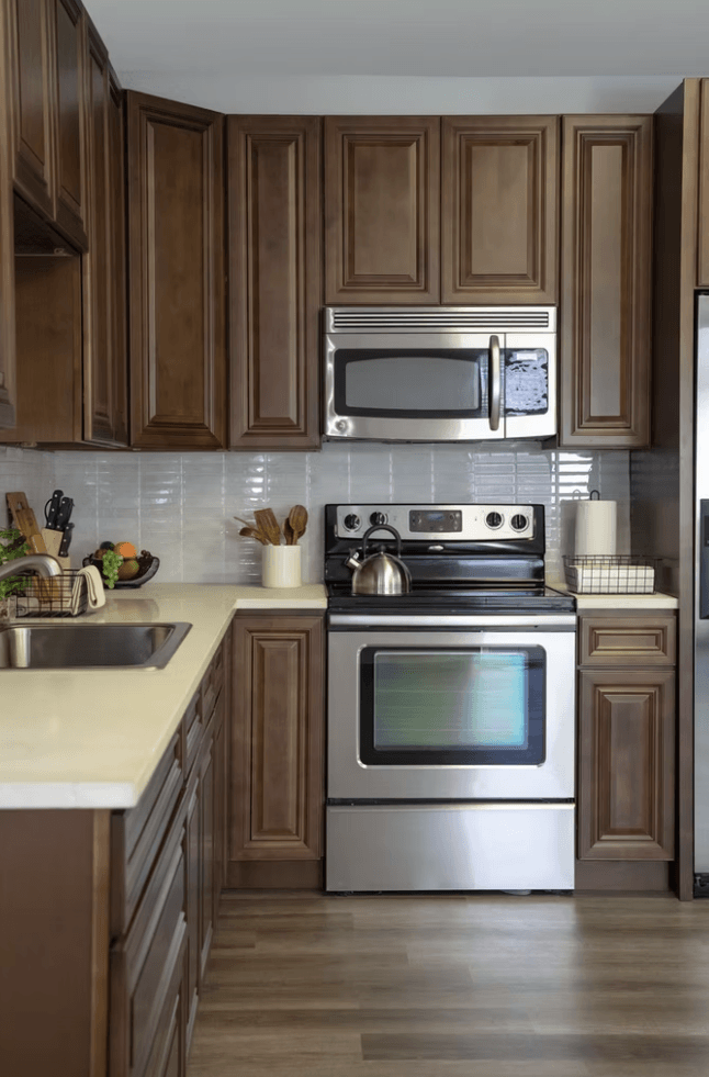 Dark Caramel Shaker Kitchen Cabinets