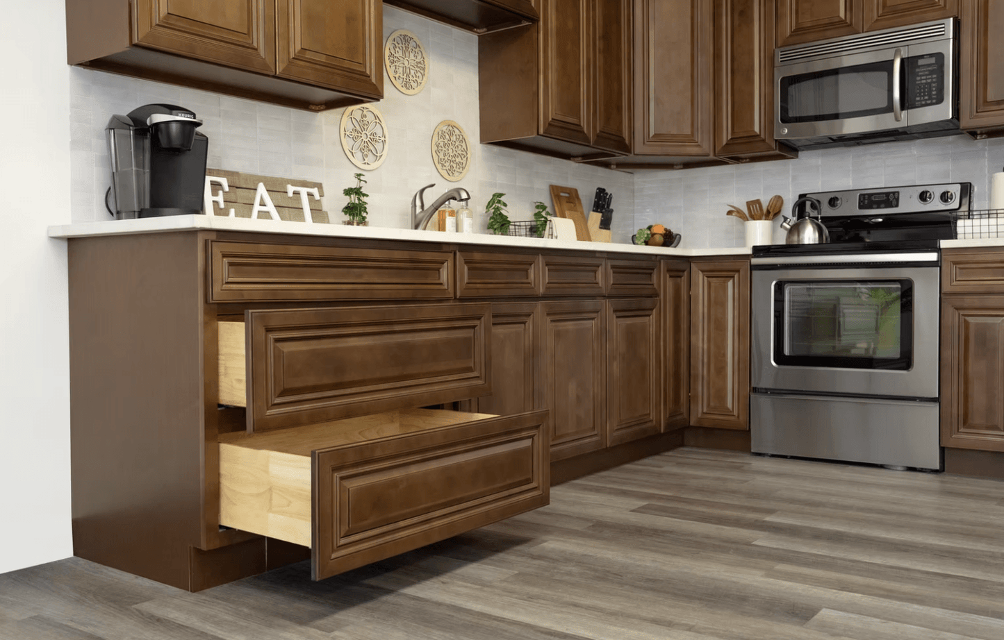 Dark Caramel Soft Close Cabinets
