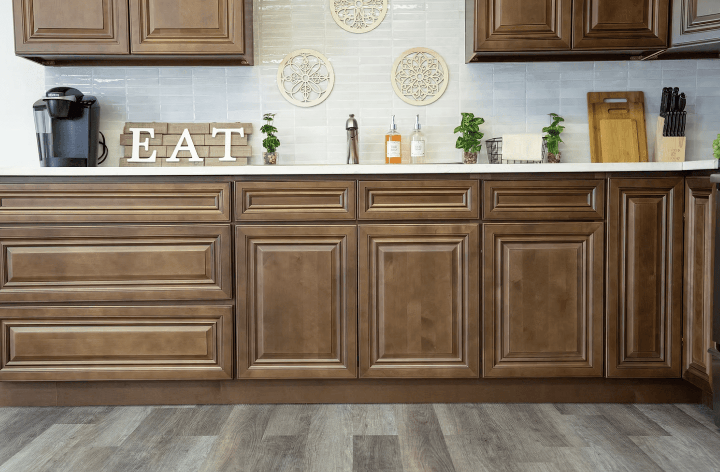 Dark Caramel Kitchen Island Cabinets