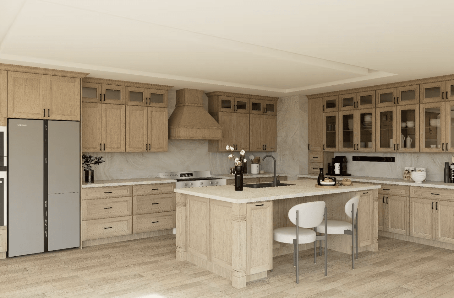 European White Oak Pantry Cabinets