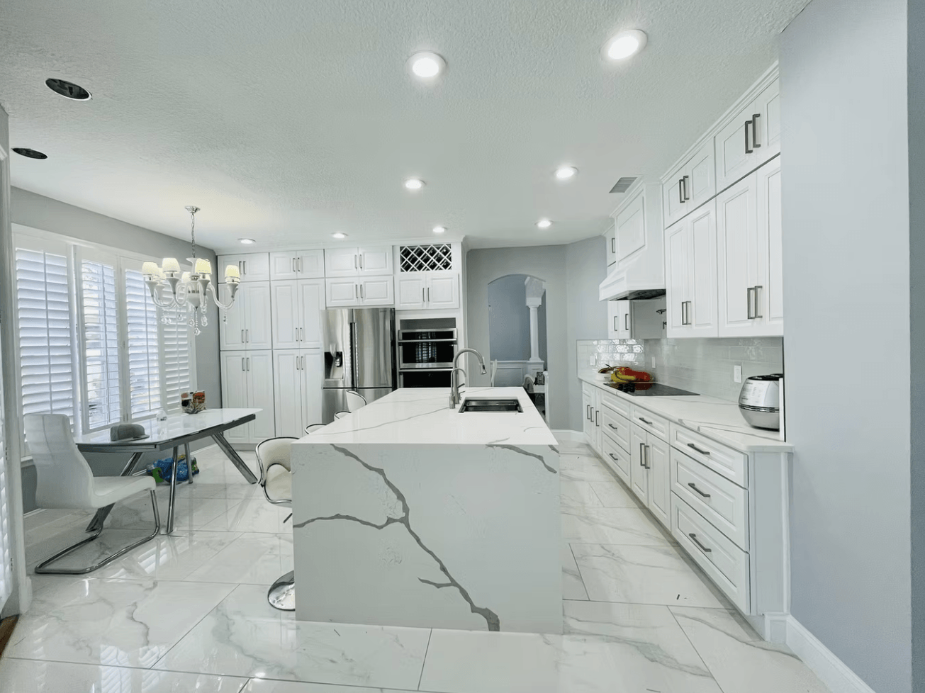 Glacier White Custom Kitchen Cabinets