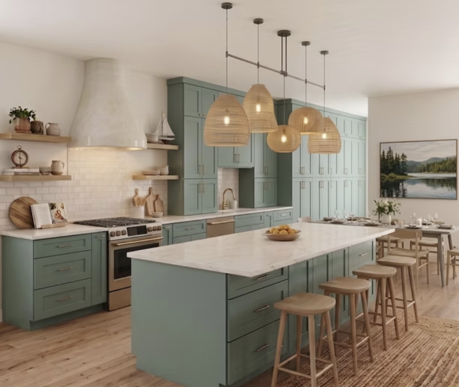 Midnight Cove green kitchen cabinets in Joplin Missouri